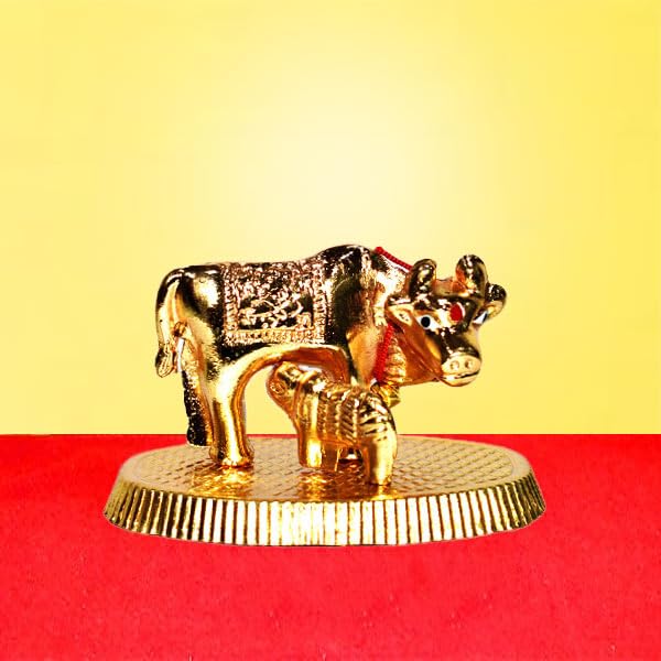 Krishan Kamdhenu Cow with Calf for Pooja, Kamdhenu Cow and Calf Brass Kamdhenu - Image 7