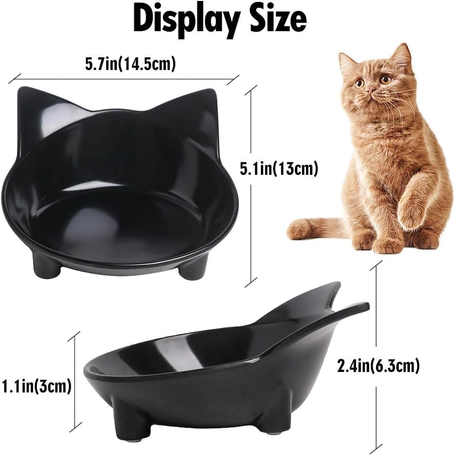 Cat Bowls Cat Food Bowl Non Slip Pet Bowl Shallow Cat Water Bowl to Stress - Image 2