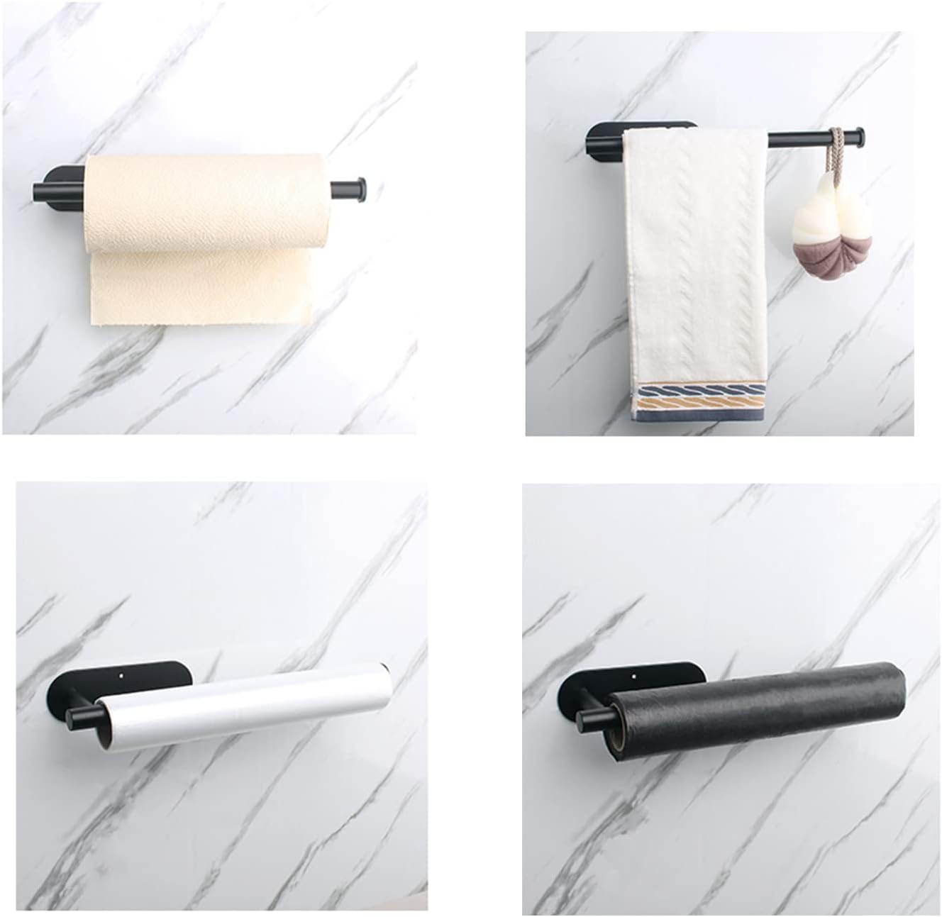Black Paper Towel Holder, Adhesive Paper Towel Holder, Under Kitchen Cabinet - Image 4