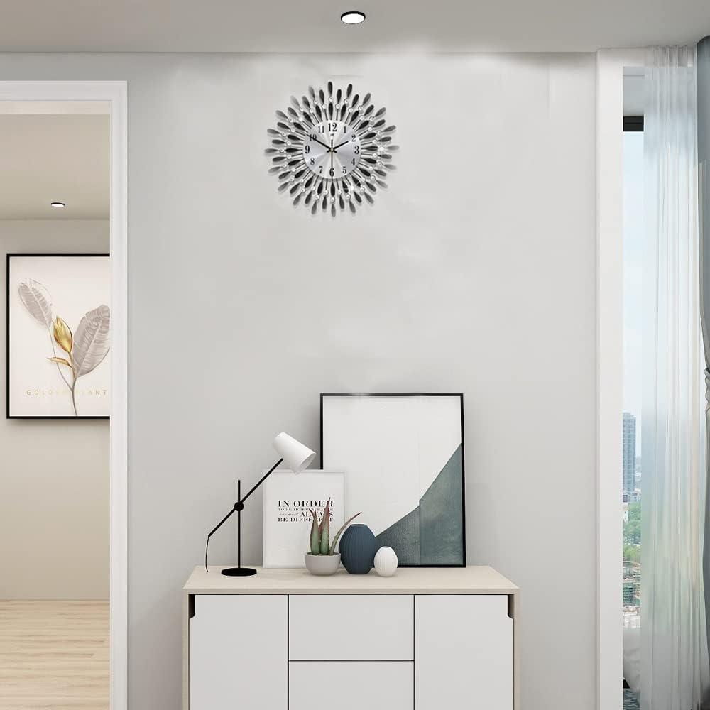 Metal Small Drop Wall Clock 3D Non-Ticking Silent Quartz Clocks,White Glass Dial - Image 3