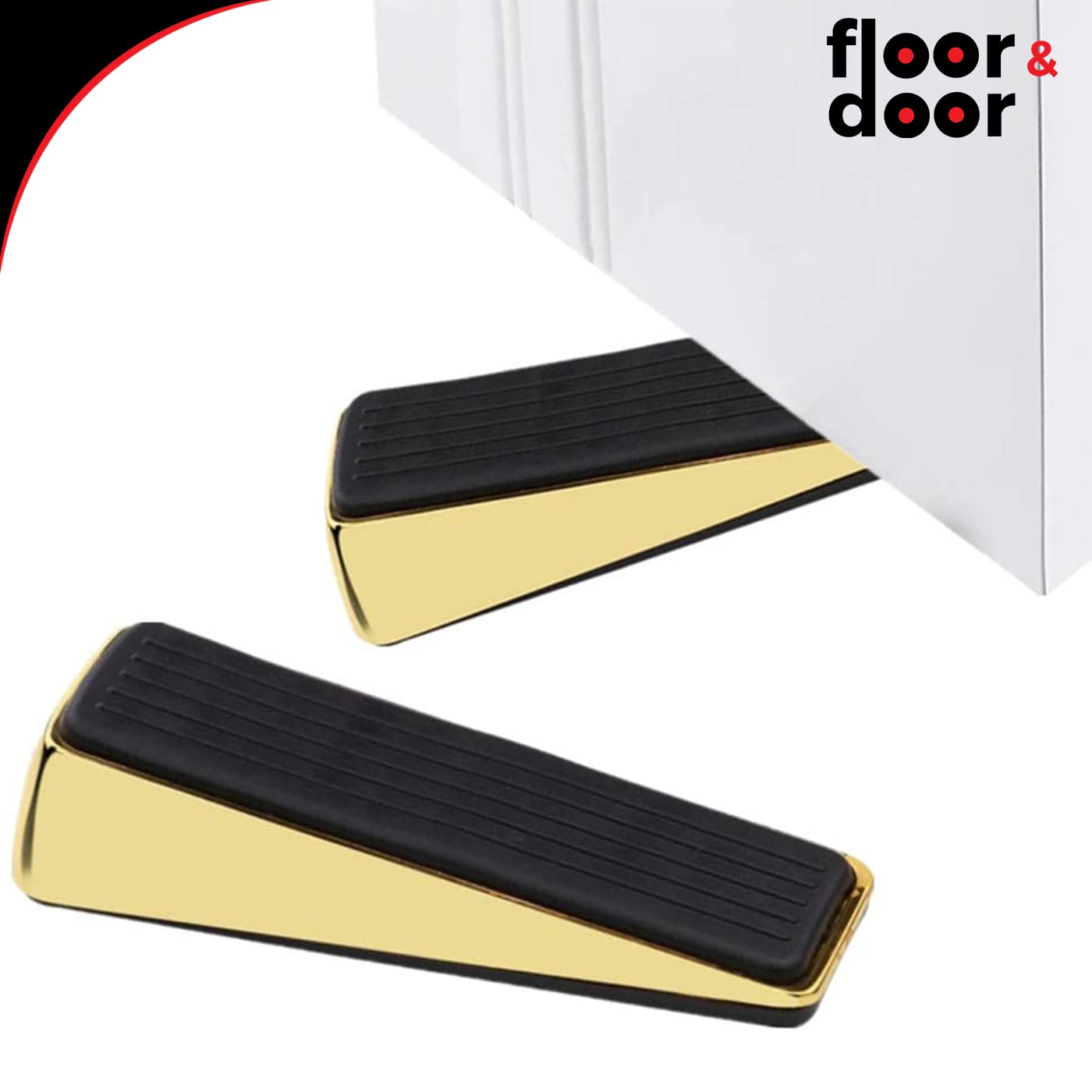 Golden Doorstop (Pack of 2) - Premium Quality Zinc Alloy - Durable Heavy Duty