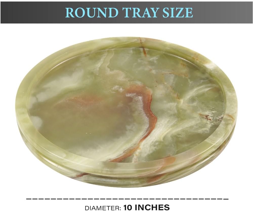 Marble Tray Green Onyx 10" Inch Handmade Bathroom Storage Bathroom Tray - Coffee - Image 7