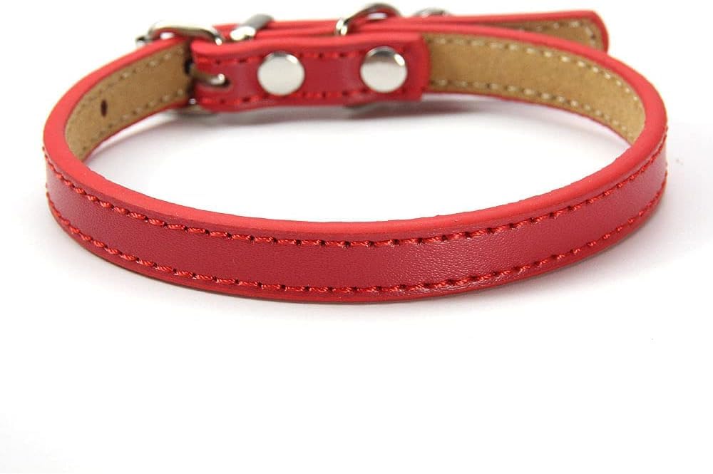 Dog Collar with Bell, PU Leather Adjustable Kitten Collar for Small Puppy Kitten - Image 2