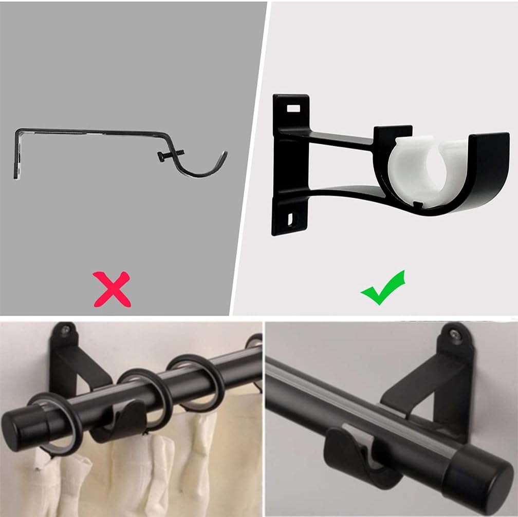 4 Pack Curtain Rod Brackets,Drapery Rod Aluminum Alloy Heavy Duty,Curtain Rod - Image 2