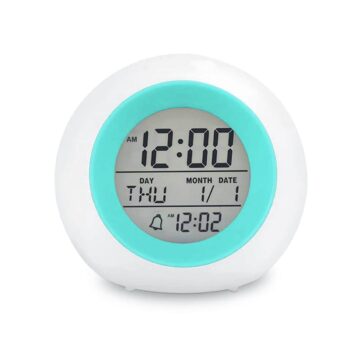 Kids Digital Alarm Clock, 7 Color Night Light, Snooze, Temperature Detect