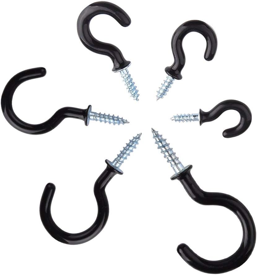 Vinyl Coated Screw-in Cup Hooks - 70Pack Ceiling Hooks in 6 Size for Hanging - Image 6
