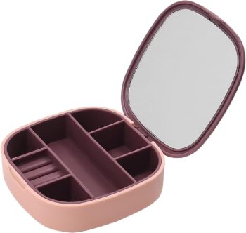 Small Travel Jewelry Case Mini Jewelry Organizer with Mirror Portal Travel