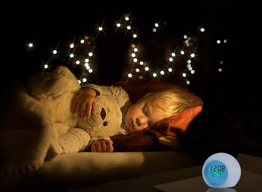 Kids Digital Alarm Clock, 7 Color Night Light, Snooze, Temperature Detect - Image 5