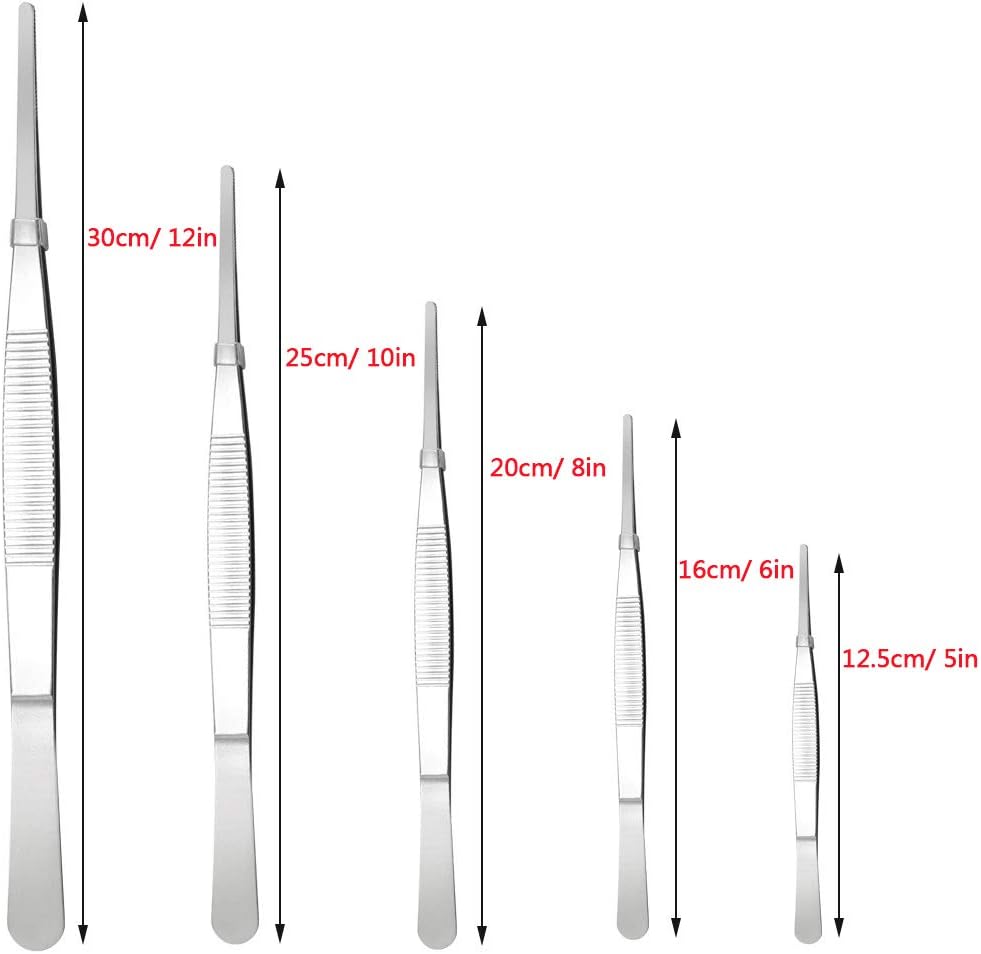 5 Pcs Stainless Steel Tongs Tweezer Set Thumb Plant Grass Garden Tweezers - Image 2