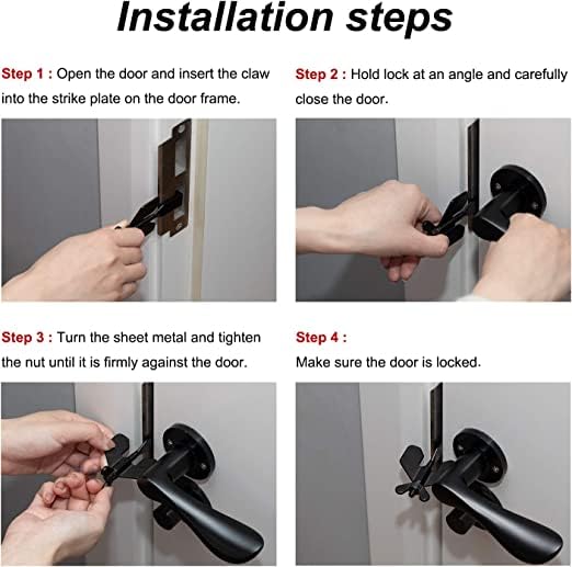 Portable Door Lock 3 in 1 Door Lock Travel Lockdown Locks Home Security Door - Image 4