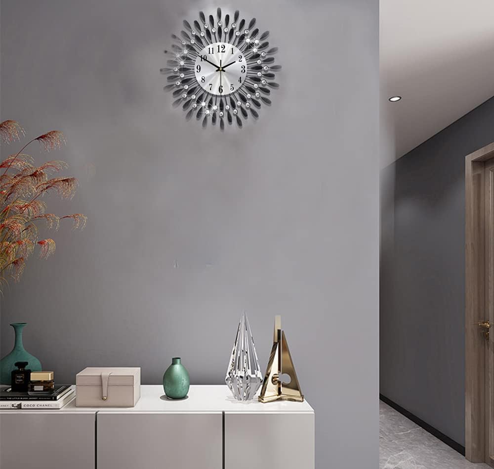 Metal Small Drop Wall Clock 3D Non-Ticking Silent Quartz Clocks,White Glass Dial - Image 2