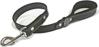Genuine Leather Heavy Duty Short Leash Black