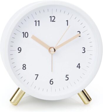 Alarm Clock 4.5" Bedside Analog Alarm Clock for Bedroom Battery Operated Round