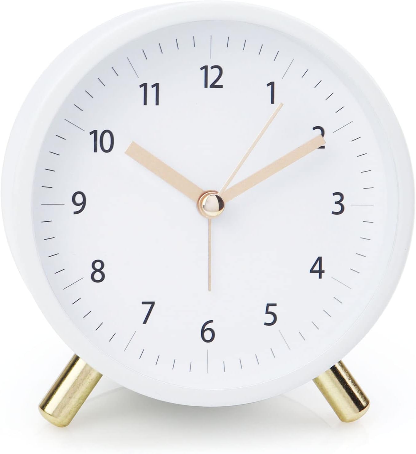 Alarm Clock 4.5" Bedside Analog Alarm Clock for Bedroom Battery Operated Round