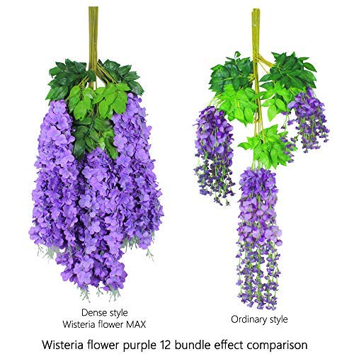 12pcs Artificial Wisteria Flowers Purple 3.6 Feet/Piece Dense Artificial - Image 3