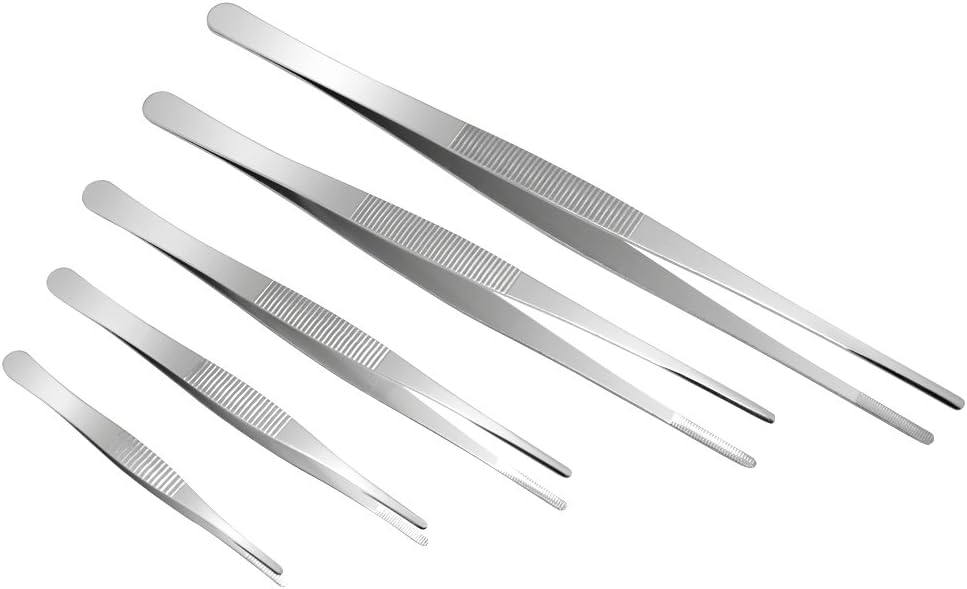 5 Pcs Stainless Steel Tongs Tweezer Set Thumb Plant Grass Garden Tweezers