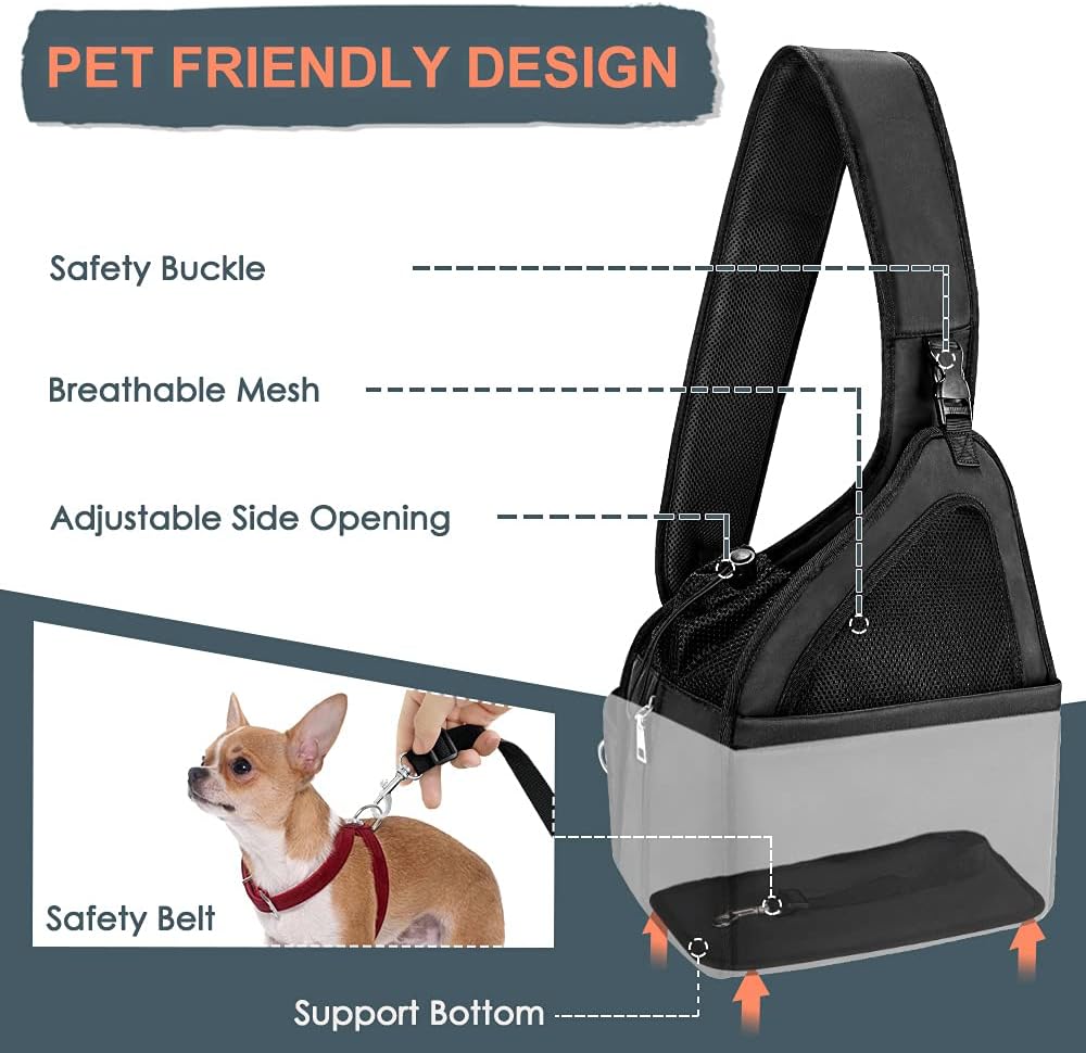 Pet Dog Sling Carrier, Hands Free Papoose Small Animal Puppy Travel Bag Tote - Image 2