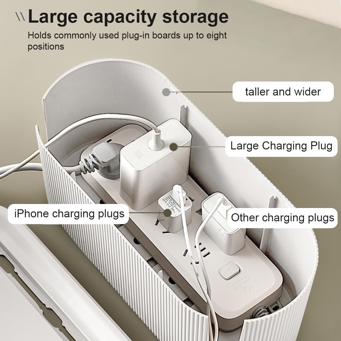 High-Capacity Cord Organizer Box Nordic Style Cord Box Socket Storage with Cover - Image 4