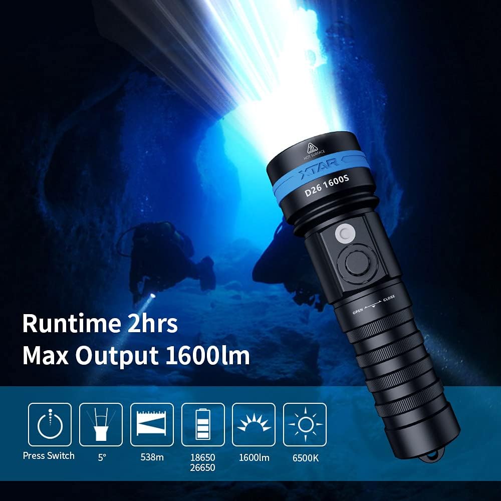 1600 Lumen Scuba Diving Flashlight Dive Torch Underwater 100 Meters - Image 2