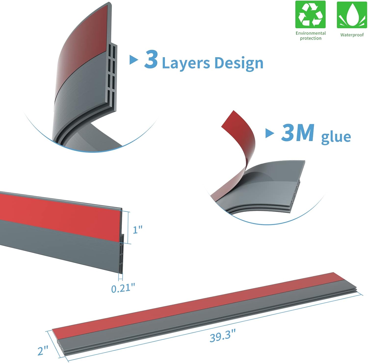 2 Pack Door Draft Stopper, Under Door Draft Blocker, Soundproof Door Sweep - Image 2