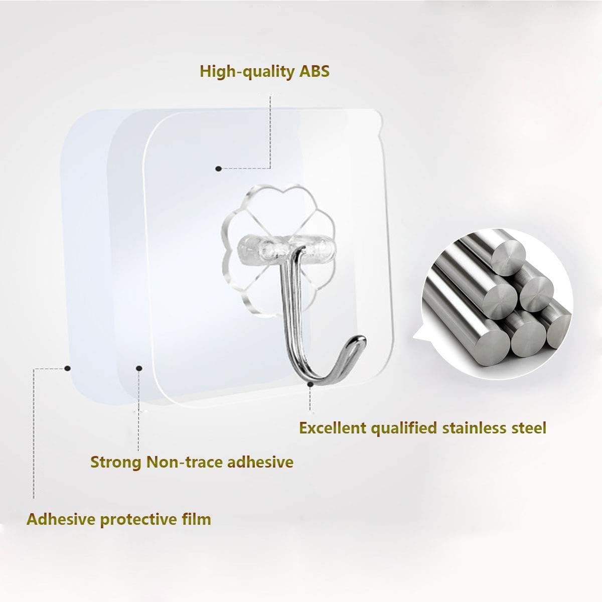 Adhesive Hooks Kitchen Wall Hooks- 24 Packs Heavy Duty 13.2lb(Max) Nail Free - Image 4