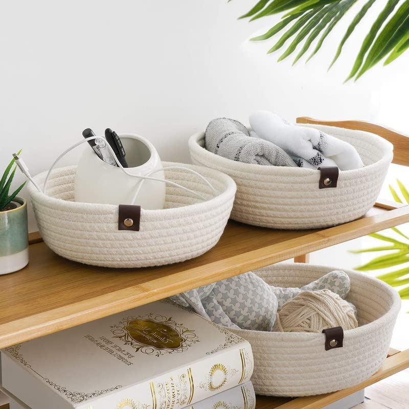 3pack Small Basket Cotton Rope Basket Woven Storage Basket for Kids Home Decor - Image 4