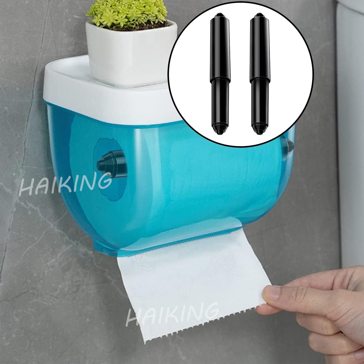 Toilet Paper Holder Roller, 2 Pcs Black Replacement Plastic Spring Loaded Insert - Image 5