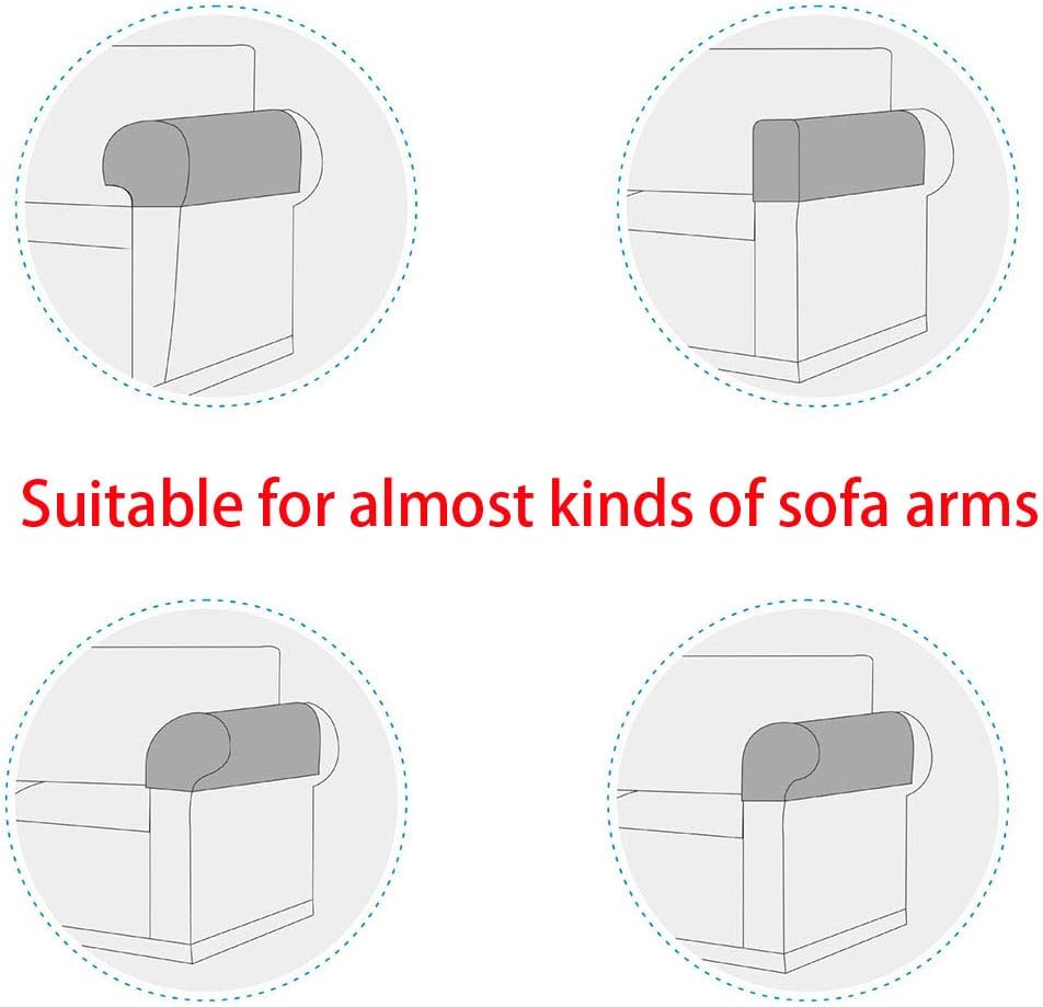 1 Pair Sofa Arm Slipcovers Elastic Sofa Armrest Protectors Removable - Image 5