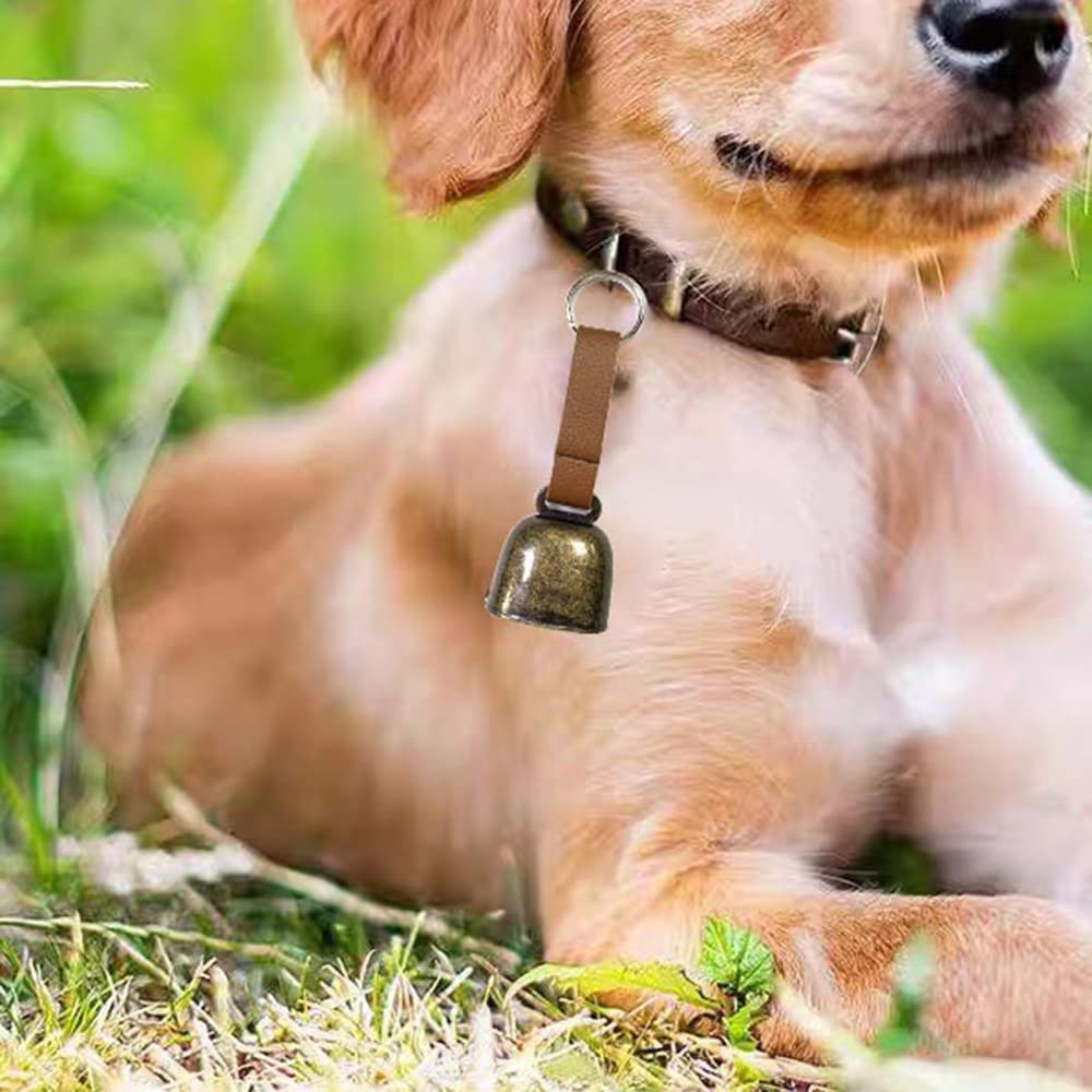 Small Cow Bell for Dog Collar with Leather Strap, Bear Warning Bell - Image 2