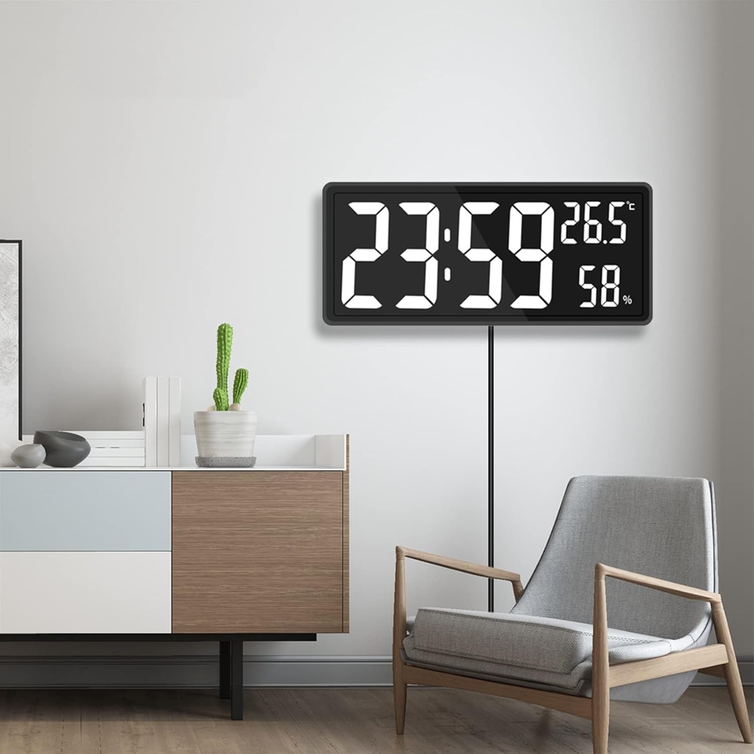 LED Digital Wall Clock, Digits Display,Silent Non-Ticking Clock Decorative Wall - Image 2