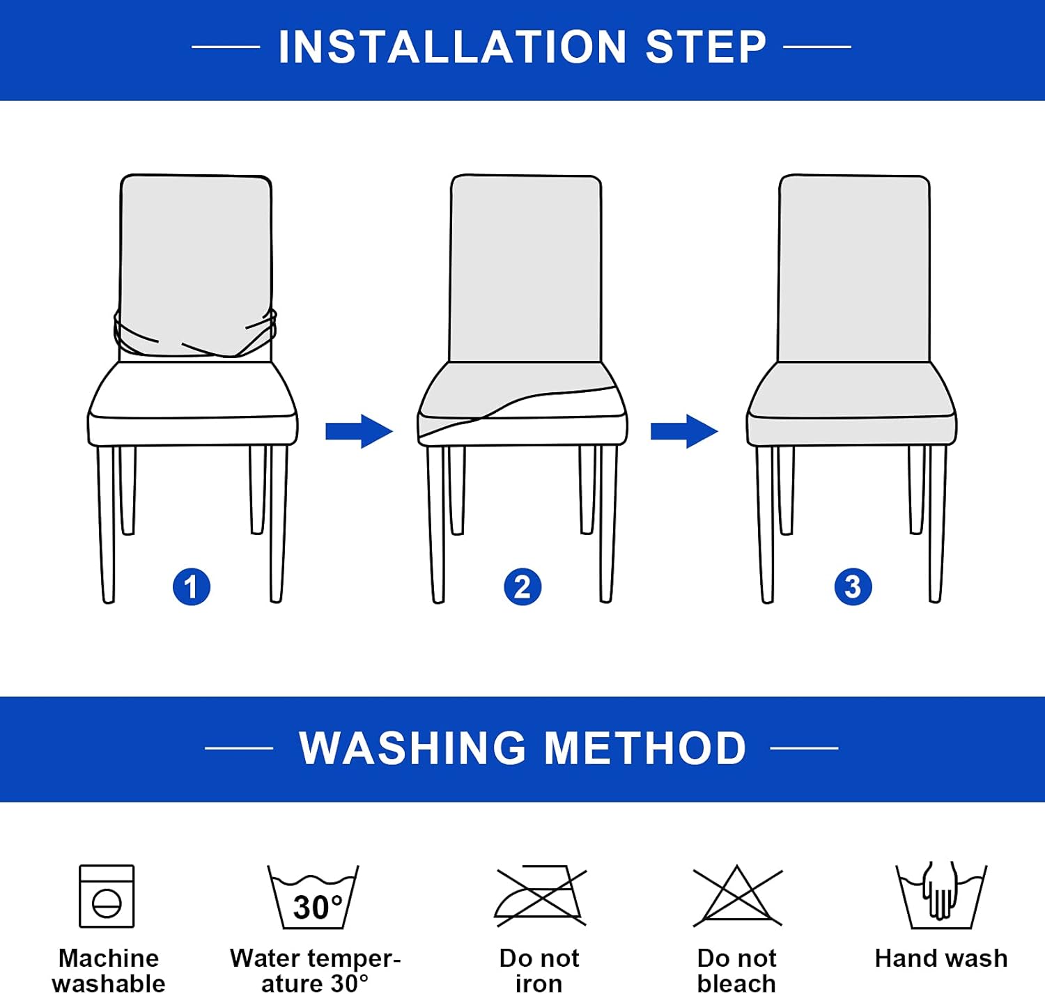 Dining Chair Covers 6pcs Soft Removable Kitchen Seat Covers - 6pk Grey - Image 4
