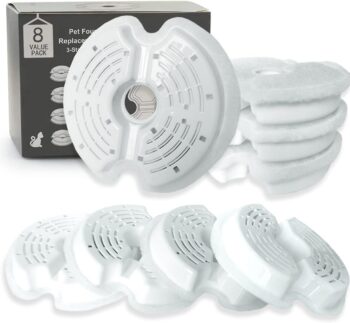 8 Packs Cat Water Fountain Filters, Replacement Filters for 2.5L Stainless Steel