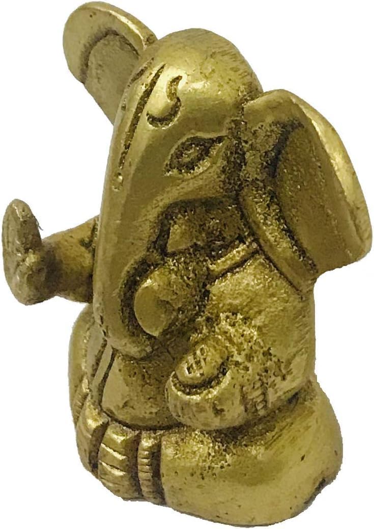 Mini Ganesha Brass Statue Diwali Poojan Ganesh Ji Ganpati Figurine Meditation - Image 3