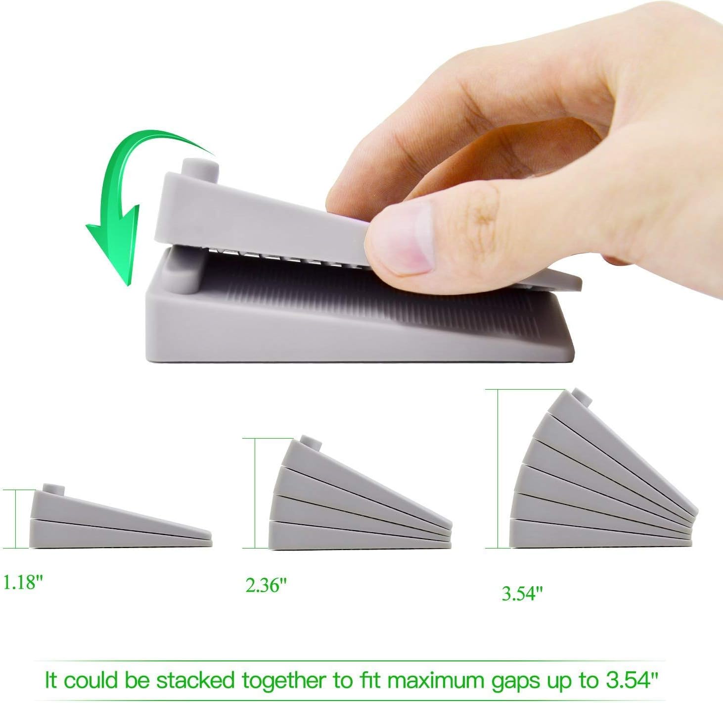 Rubber Door Stoppers 6 Pack, Heavy Duty No-Slip Adjustable Height and Stackable - Image 4