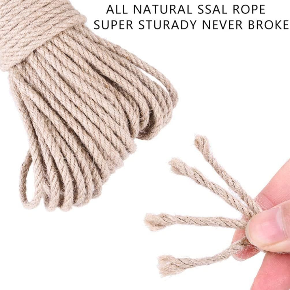 6mm 66Ft Natural Sisal Rope, Unoiled Sisal Twine for Cat Tree Scratching Post - Image 2