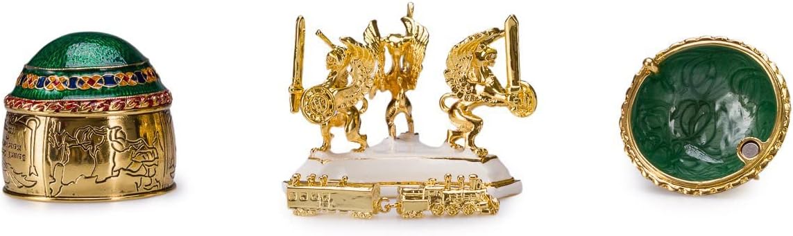 Faberge Style Trans-Siberian Railway Egg/Trinket Jewel Box with train 12,5 cm - Image 4