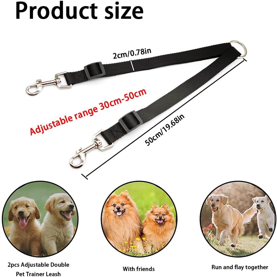 Adjustable Double Pet Trainer Leash, 2Pcs Double Pet Trainer Leash No Tangle - Image 2