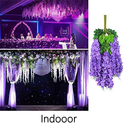 12pcs Artificial Wisteria Flowers Purple 3.6 Feet/Piece Dense Artificial - Image 4