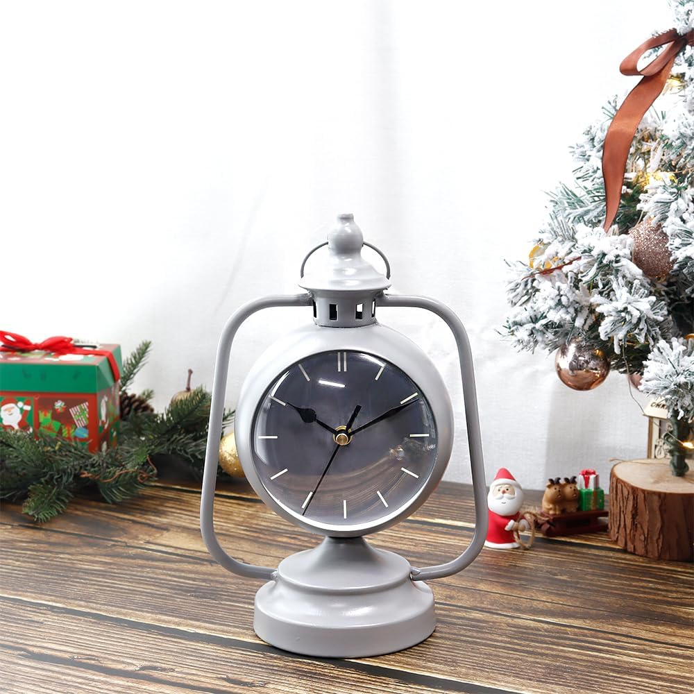 Metal Clock Non Ticking Simple Modern Desk Clock 29cm High Vintage Table Clock - Image 4