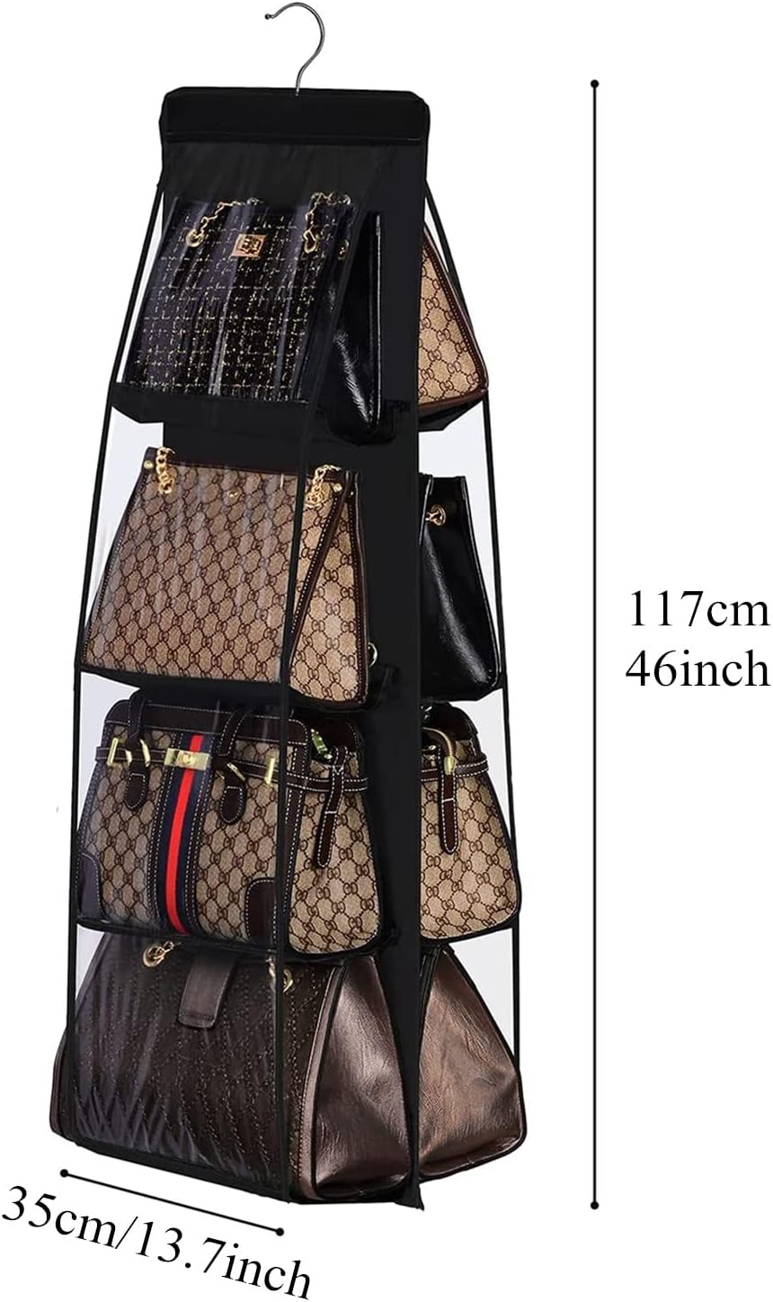 Handbag Hanging Organizer, 8 Pocket Hanging Purse Organizer Handbag Storage - Image 2