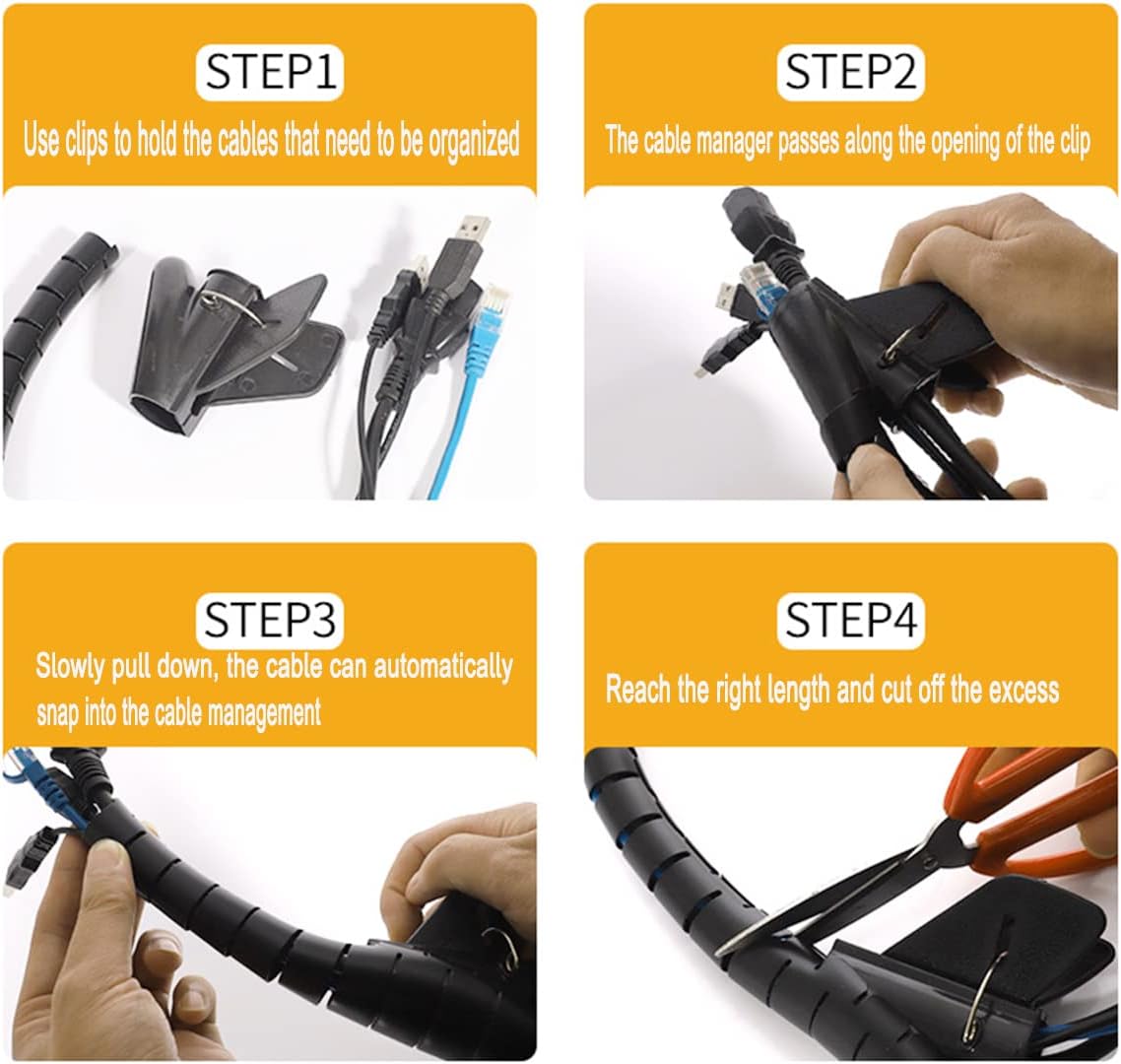 Cable Sleeve Easy Wrap,Cable Management Sleeve,Under Desk Cord Organizer - Image 2