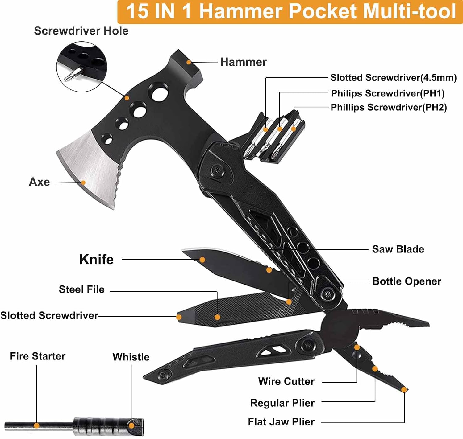 15 in 1 Camping Multi-Tool, Perfect for Men, Fathers, and Husbands - Image 2