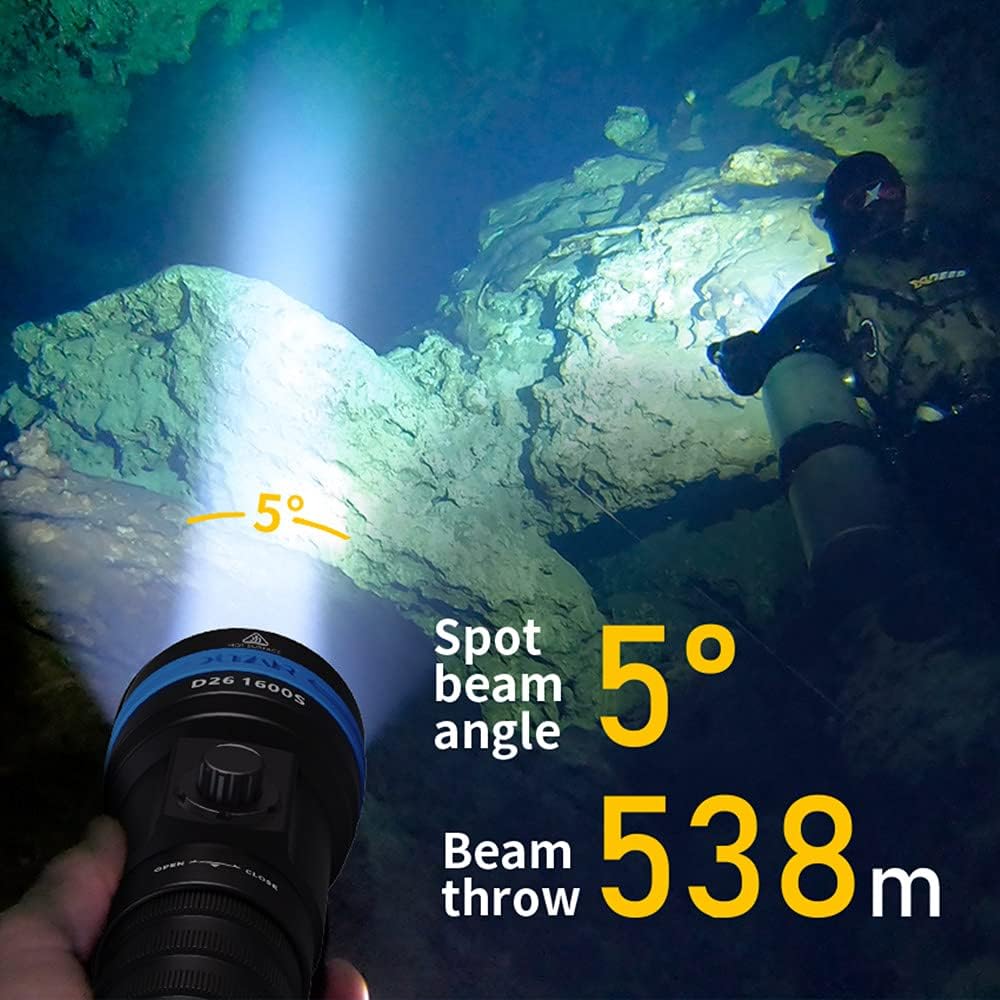 1600 Lumen Scuba Diving Flashlight Dive Torch Underwater 100 Meters - Image 5