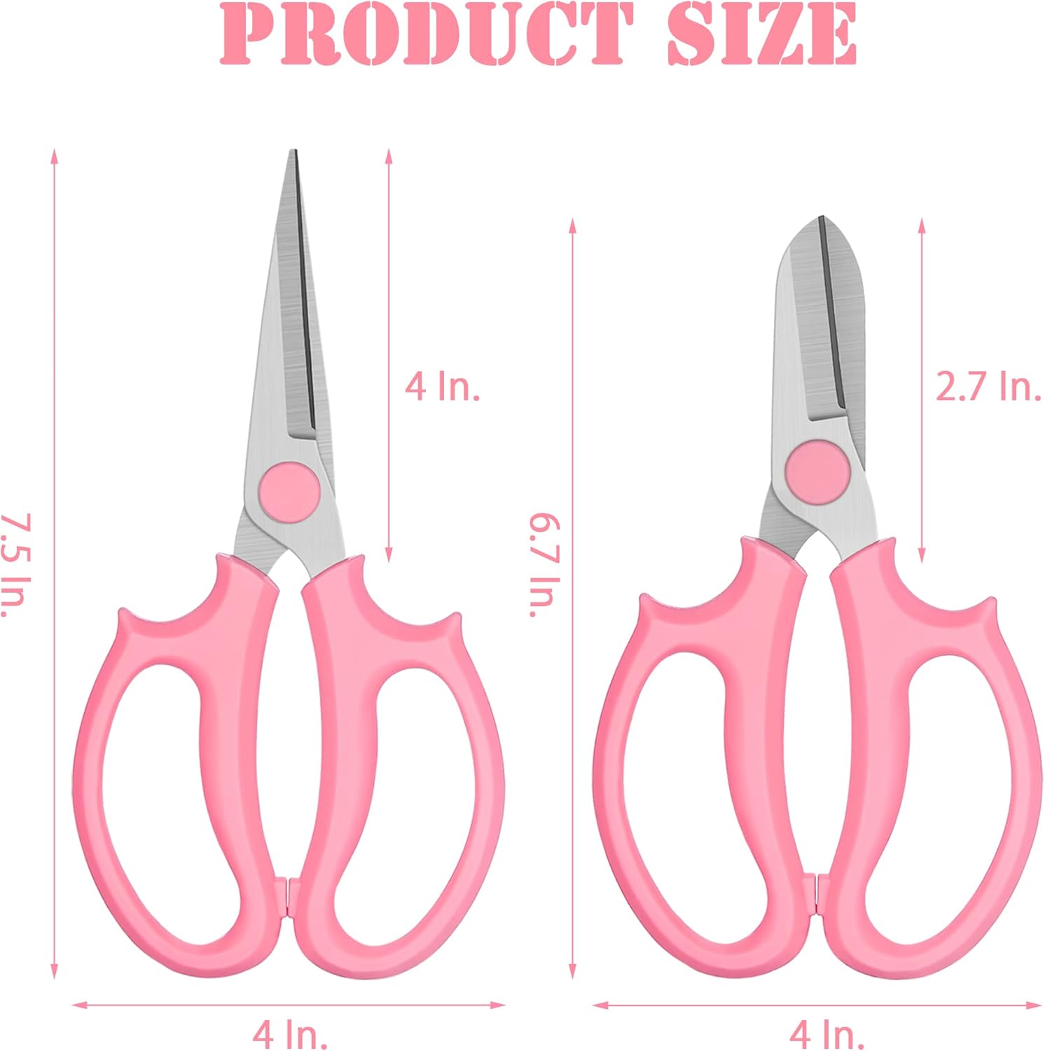 Garden Scissors, 2Pcs Pink Floral Shears, Flower Scissors with 2 Different - Image 3