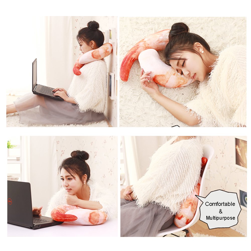 Shrimp Meat U Shaped Neck Pillow Throw Pillow Cushion Plush - Image 3