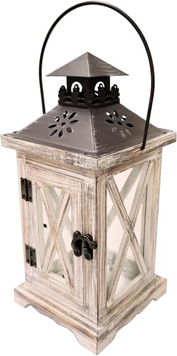 Vintage Wooden Decorative Lantern Candle Holder Rustic Farmhouse Wedding