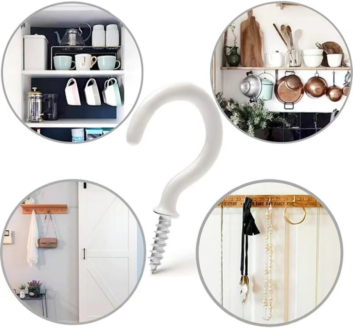 18 Piece White Cup HooksScrew-On Ceiling HooksScrew-On Mug HooksWall Hanger Set - Image 5