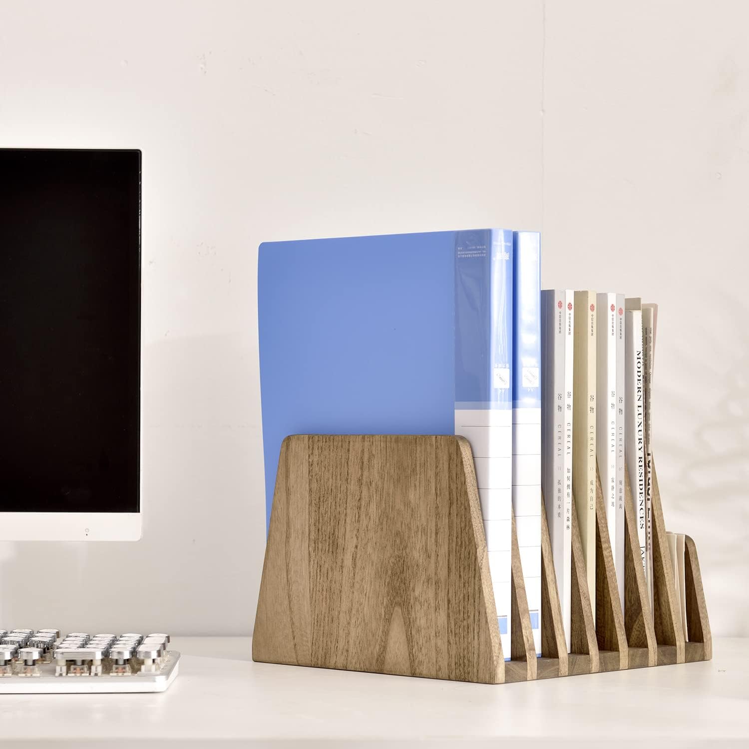 Wooden Desk Mail Organizer 7 Slots File Paper Holder Desktop Wood Document - Image 7