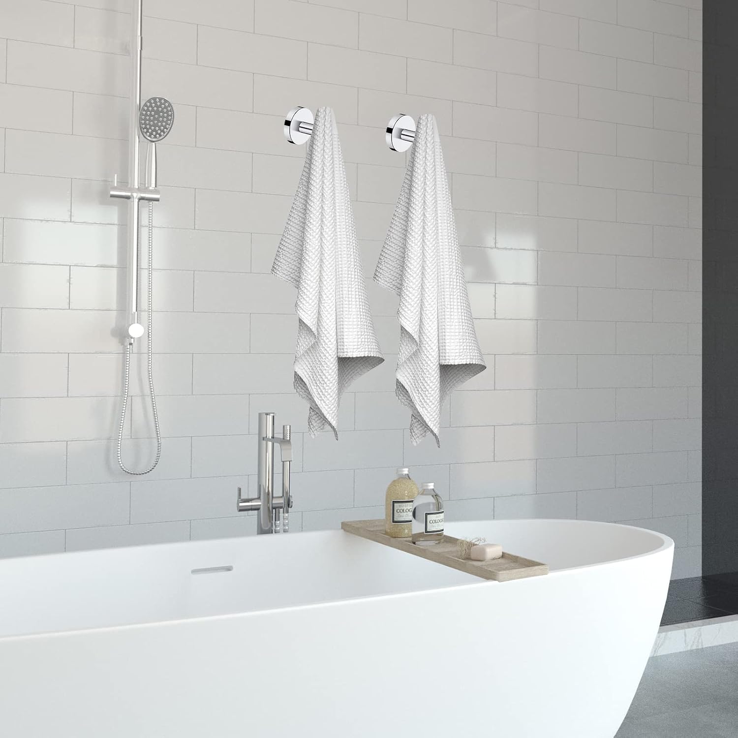 2PCS Bathroom Towel Hook, Screw in Coat Hooks Wall Mounted Chrome Robe Hooks - Image 6