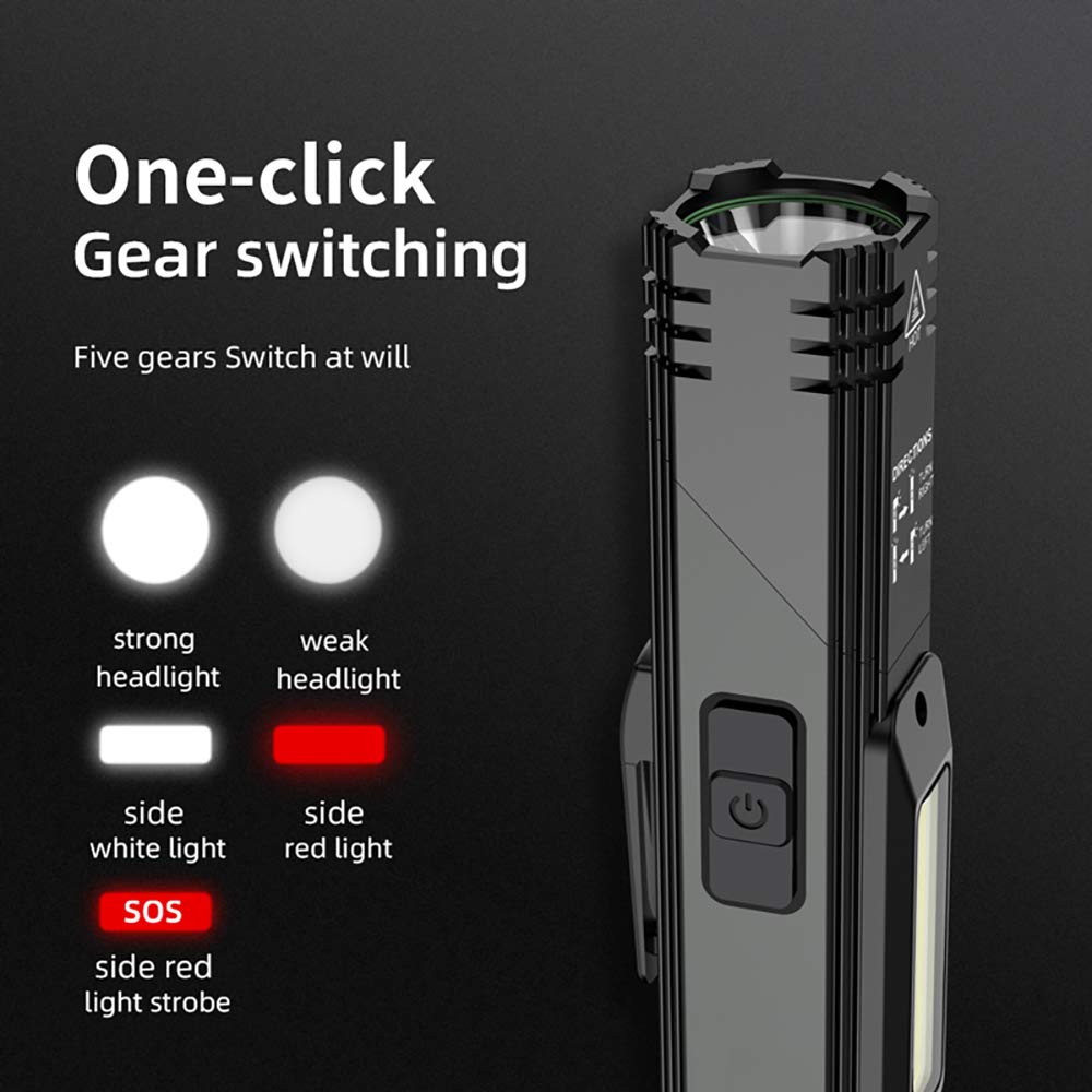 Portable Flashlight, 800 Lumens USB Rechargeable Tactical Flashlight, 90 Degree - Image 3